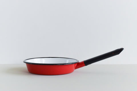Vintage Red Enamel Frying Pan