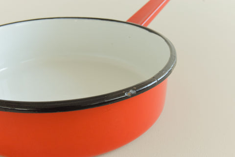 Vintage Red Enamel Frying Pan