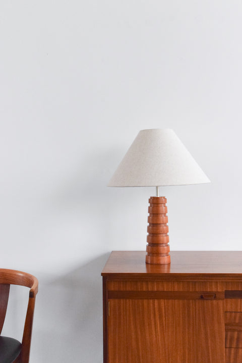 Vintage Teak Ribbed Table Lamp Base