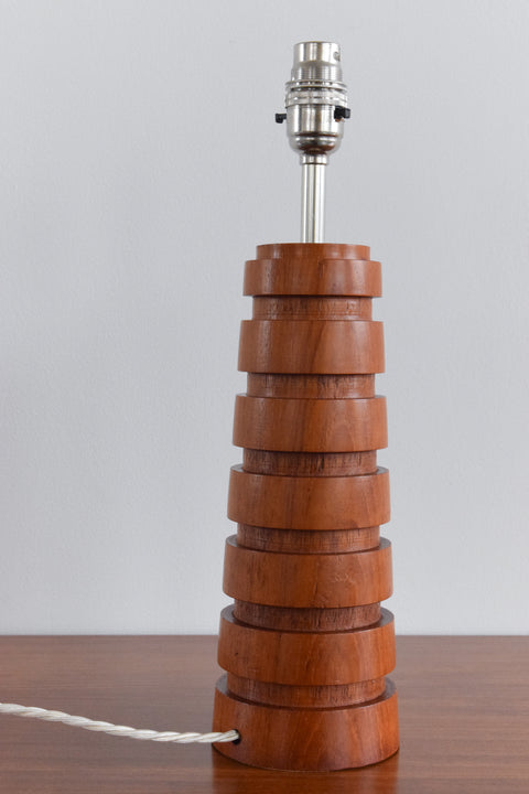 Vintage Teak Ribbed Table Lamp Base