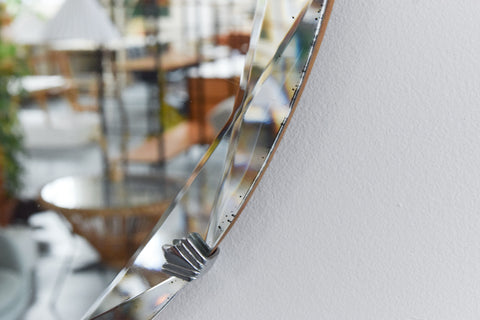 Vintage Round Bevelled Frameless Wall Mirror