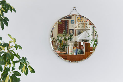 Vintage Round Frameless Bevelled Wall Mirror