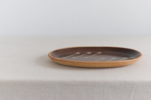 Vintage Rustic Ceramic Studio Pottery Oval Plate / Platter