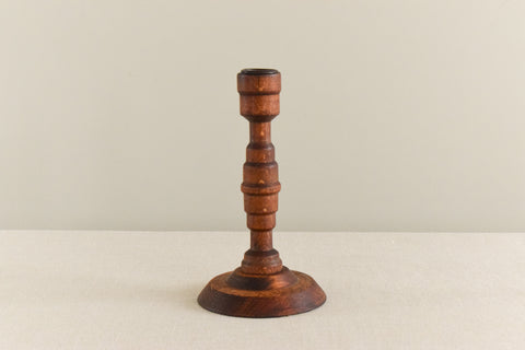 Vintage Rustic Handmade Turned Wooden Candle Stick Holder