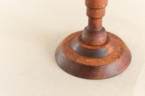 Vintage Rustic Handmade Turned Wooden Candle Stick Holder