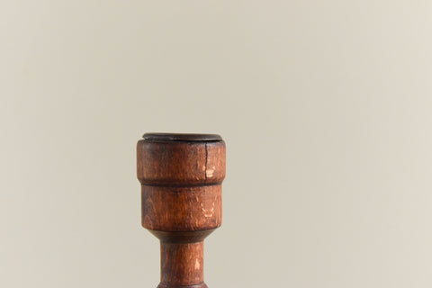 Vintage Rustic Handmade Turned Wooden Candle Stick Holder