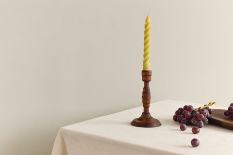 Vintage Rustic Handmade Turned Wooden Candle Stick Holder