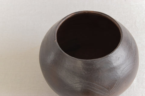 Vintage Rustic Studio Pottery Terracotta Globular Vase