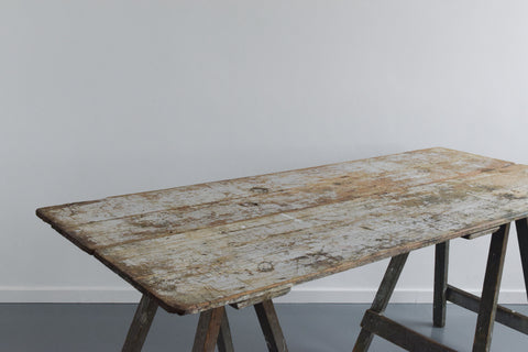 Vintage Rustic Wooden Bifold Trestle Table
