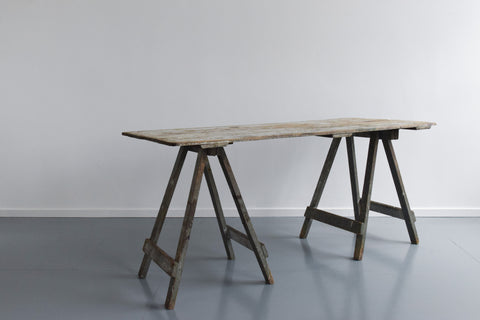 Vintage Rustic Wooden Bifold Trestle Table