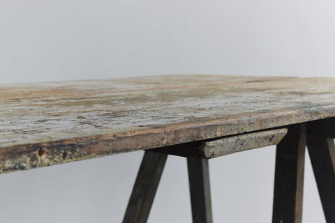 Vintage Rustic Wooden Bifold Trestle Table
