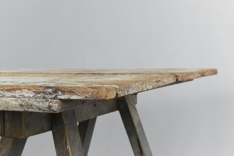 Vintage Rustic Wooden Bifold Trestle Table