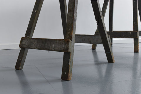 Vintage Rustic Wooden Bifold Trestle Table