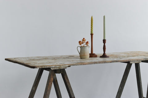 Vintage Rustic Wooden Bifold Trestle Table