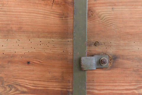 Vintage Rustic Wooden Folding Trestle Table with Metal Legs