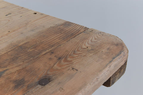 Vintage Rustic Wooden Folding Trestle Table with Metal Legs