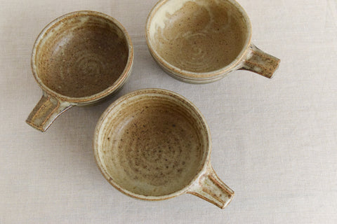 Vintage Set of 3 Studio Pottery Soup Bowls by Lotte Glob for Far North
