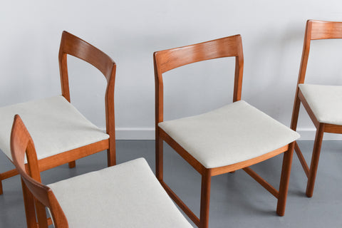 Vintage Set of 4 Bath Cabinet Makers Teak Dining Chairs