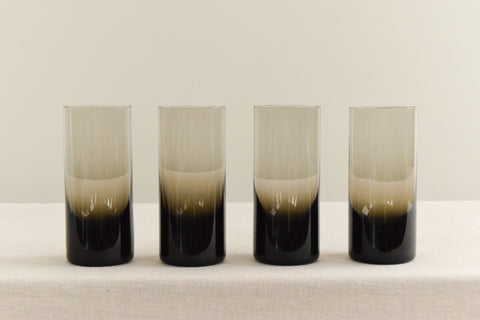 Vintage Set of 4 Smoke Glass Tumblers and Jug Set