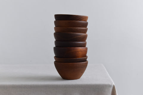 Vintage Set of 8 Mid-Century Hand Turned Bowls