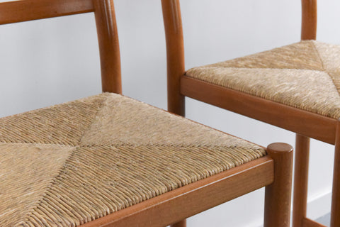Vintage Set of Four Bar Chair / Stool with Rattan Seat
