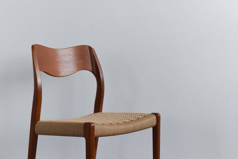 Vintage Set of Four Danish Teak Model 71 Dining Chairs by Niels Otto Møller for J.L. Møller