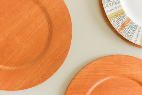 Vintage Set of Four Danish Wooden Chargers / Plates by Morsbak