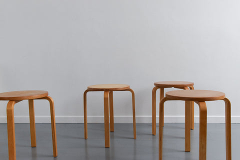 Vintage Set of Four IKEA FROSTA Bent Plywood Stools