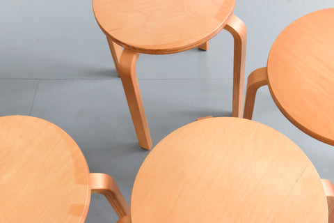Vintage Set of Four IKEA FROSTA Bent Plywood Stools