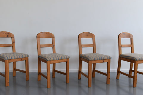 Vintage Set of Four Pine Dining Chairs
