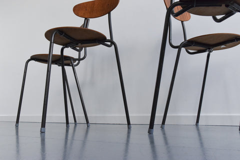 Vintage Set of Four Plywood Dot Chairs in the style of Fritz Hansen and Arne Jacobsen by Frederick Restall Ltd.