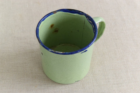 Vintage Set of Four Small Green Enamel Espresso Cups