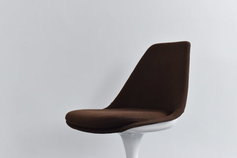 Vintage Single 1960s Tulip Dining Chair with Brown Upholstery by Maurice Burke for Arkana Model 115