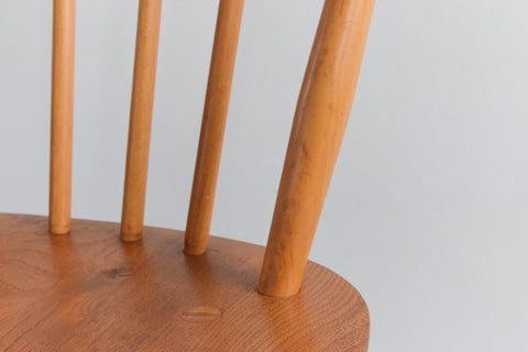Vintage Single Ercol Light Elm Windsor Chiltern Swept-Back Dining Chair No.737