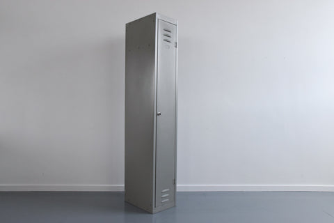 Vintage Grey Metal Industrial Single Locker