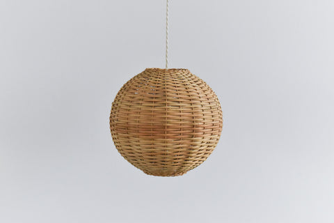 Vintage Small 1960s Wicker / Rattan Pendant Light Shade