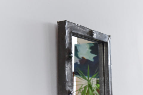 Vintage Small Arts and Crafts Style Pewter framed Mirror Circa 1920s