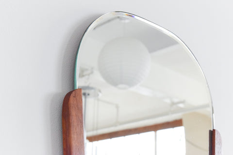 Vintage Small Asymmetric Design Teak Wall Mirror by Clark Eaton