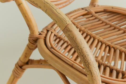 Vintage Small Bamboo Armchair for Teddy or Doll