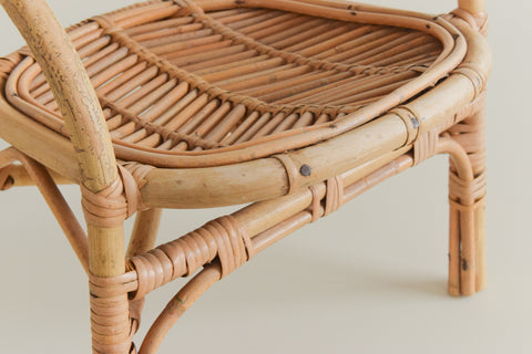 Vintage Small Bamboo Armchair for Teddy or Doll