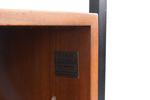 Vintage Small Black Metal Framed Staples Ladderax Shelving Unit / Bookcase / Room Divider