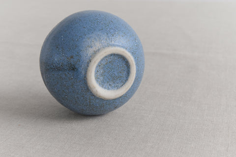 Vintage Small Blue Studio Pottery Ceramic Globular Pot / Bud Vase