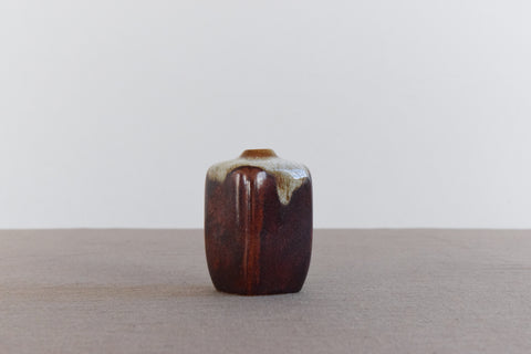 Vintage Small Brown Studio Pottery Ceramic Drip Glaze Pot / Bud Vase