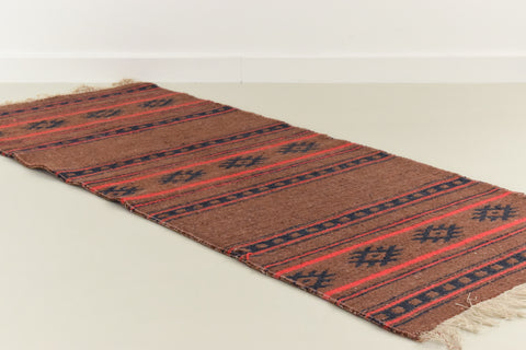 Vintage Small Flat Weave Wool Rug Runner