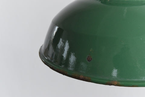 Vintage Small Industrial Green Enamel Pendant Light Shade with New Gallery