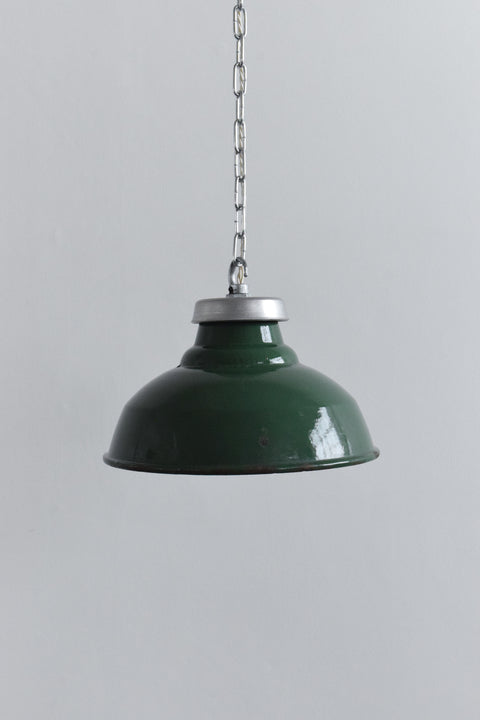 Vintage Small Industrial Green Enamel Pendant Light Shade with New Gallery