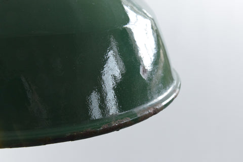 Vintage Small Industrial Green Enamel Pendant Light Shade with New Gallery