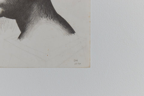 Vintage Small Original Figurative Portrait Pencil Drawing by Artist Robert Arthur Bramwell