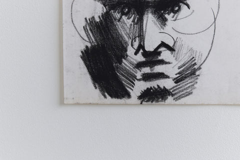Vintage Small Original Portrait Charcoal Drawing by Artist Robert Arthur Bramwell