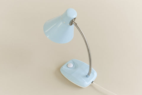 Vintage Small Pale Blue Gooseneck Desk Lamp